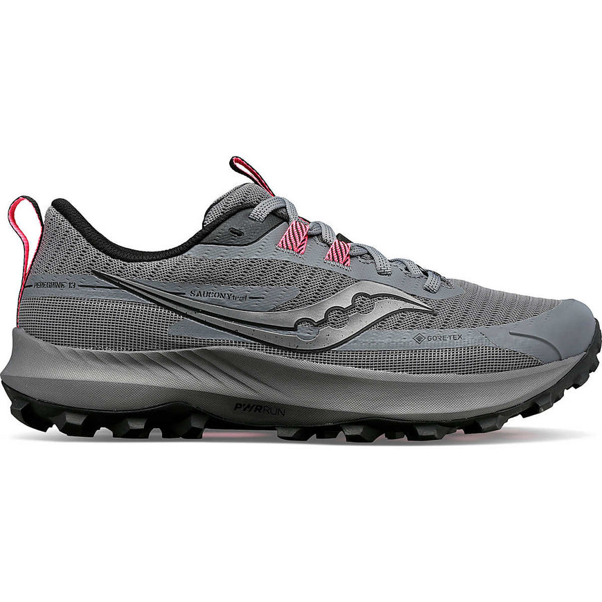 Women's Saucony Peregrine 13 GTX, Gravel/Black, 7.5 B Medium