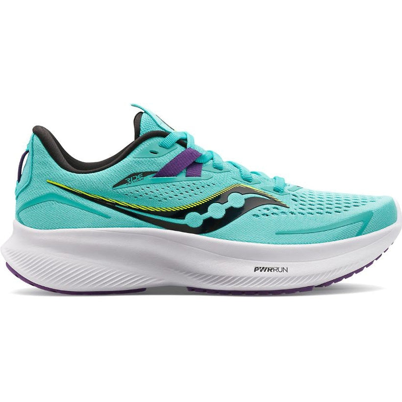Women's Saucony Ride 15, Cool Mint/Acid, 7.5 D Wide